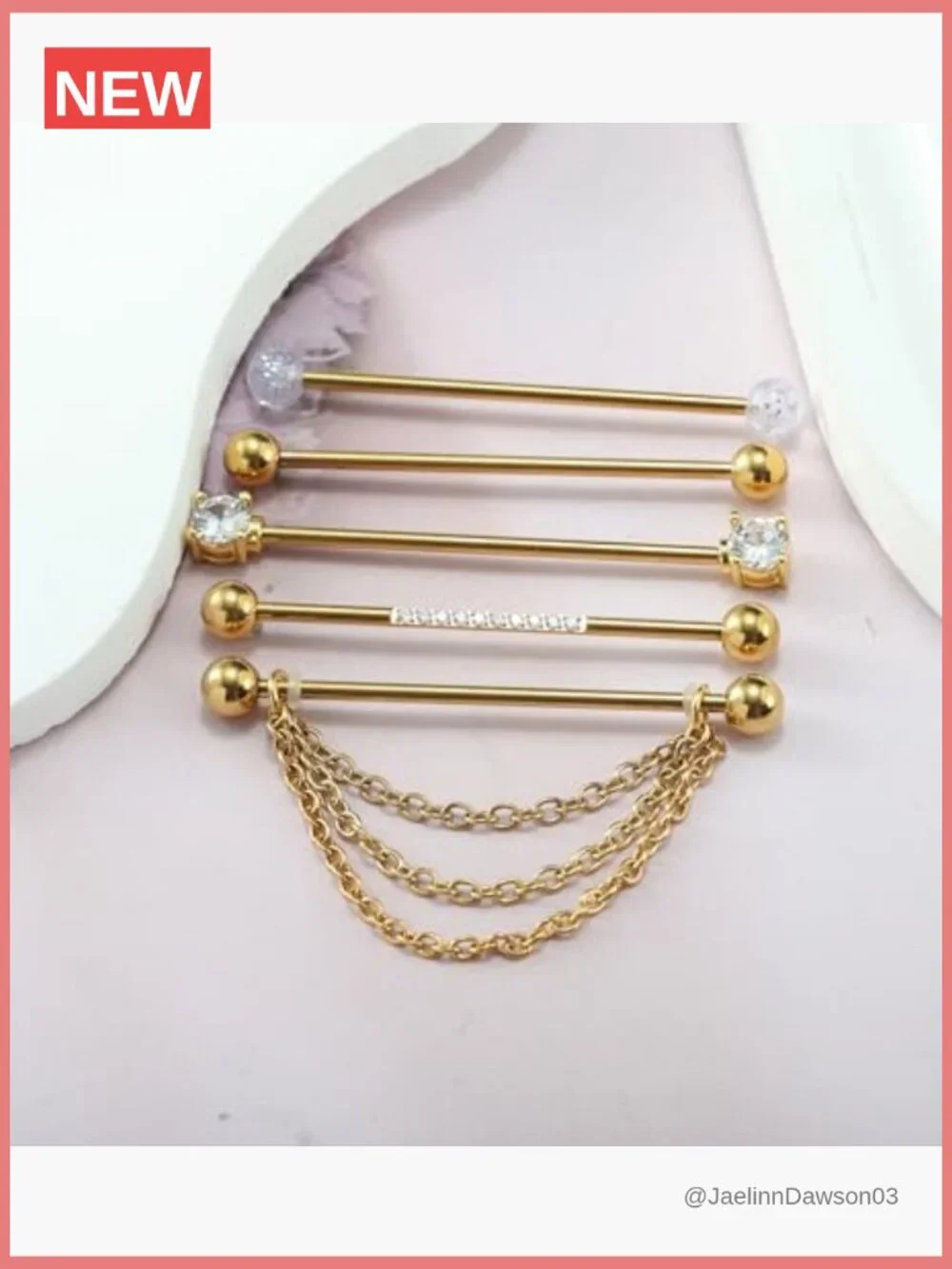 14G Industrial Barbell Earring Set 38mm Stainless Steel Piercing Bar 5 Pack